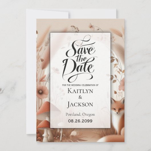 Hochzeit der verzauberten Herbstwälder Save The Date (Vorderseite)