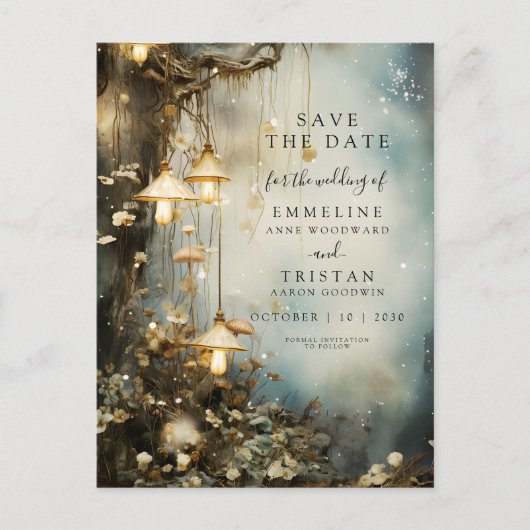 Hochzeit der verzauberten Wälder Ankündigungspostkarte (Vorderseite)