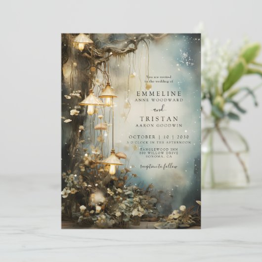Hochzeit der verzauberten Wälder Einladung (Stehend Vorderseite)