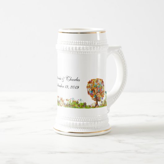 Hochzeit der verzauberten Waldseite Bierglas (VorderseiteRechts)