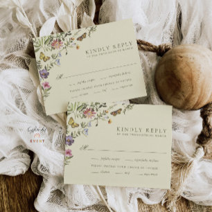 Hochzeit der Vintagen botanischen Wildblume Woodla RSVP Karte