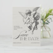 Hochzeit der Vintagen Engel Einladung (Stehend Vorderseite)