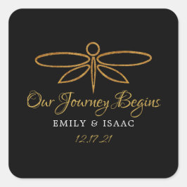 Hochzeit der Vintagen Goldfräsen Quadratischer Aufkleber