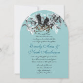 Hochzeit der Vintagen Liebesvögel Einladung (Vorderseite)