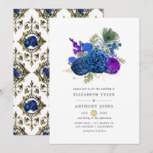 Hochzeit der Vintagen Pfauenflora in Navy und Gold