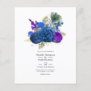 Hochzeit der Vintagen Pfauenflora in Navy und Gold Flyer