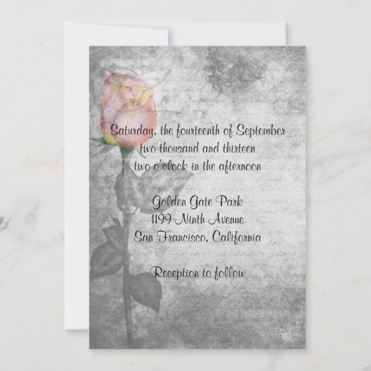 Hochzeit der Vintagen Rose Einladung (Rückseite)