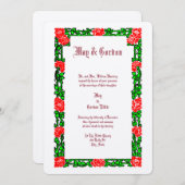 Hochzeit der Vintagen Rote Rose Einladung (Vorne/Hinten)