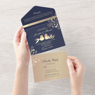Hochzeit der Vögel All In One Einladung
