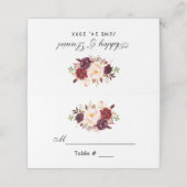 Hochzeit der Wasserfarbe Burgund Platzkarte (Außenseite Aufgefaltet)