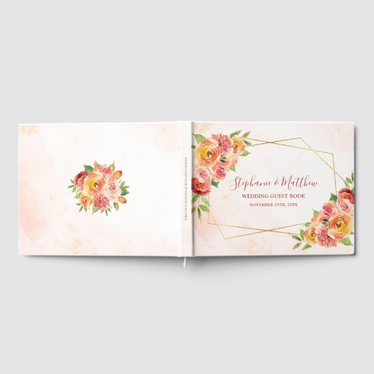 Hochzeit der Wasserfarbe geometrischer Fall Gästebuch (Voll)