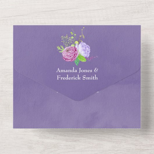 Hochzeit der Wasserfarben All In One Einladung (Rückseite)