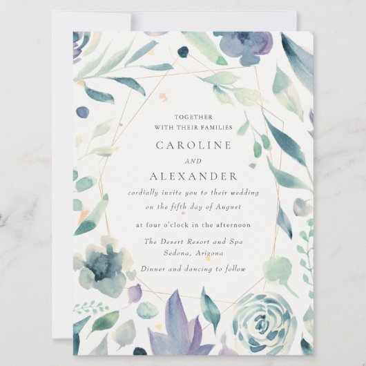 Hochzeit der Wasserfarben Einladung (Vorderseite)