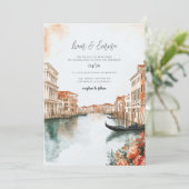 Hochzeit der Wasserfarben in Venedig Einladung (Stehend Vorderseite)