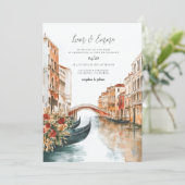 Hochzeit der Wasserfarben in Venedig Einladung (Stehend Vorderseite)