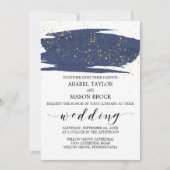 Hochzeit der Wasserfarben-Marine und der Goldspark Einladung (Vorderseite)