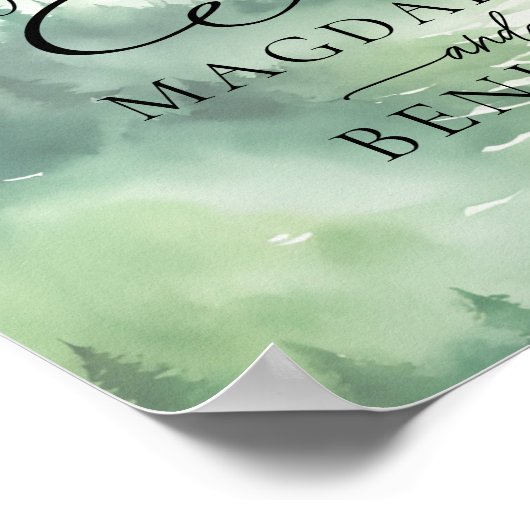 Hochzeit der Wasserfarben-Naturkalligraphie Poster (Ecke)