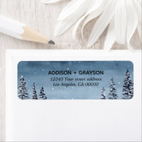 Hochzeit der Wasserfarben "Navy Snowy Winter Pine