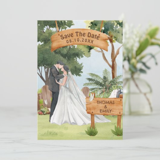 Hochzeit der Wasserfarben Save The Date (Stehend Vorderseite)