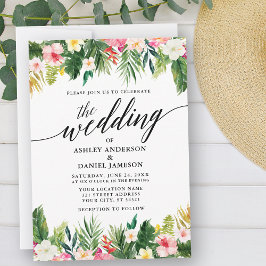 Hochzeit der Wasserfarben-Tropenkalligrafie Einladung