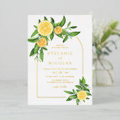 Hochzeit der Wasserfarben und Orangen Folieneinladung (Stehend vorne)