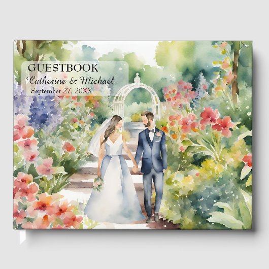 Hochzeit der Wasserfarbenen Wildblume Garden Gästebuch (Vorderseite)
