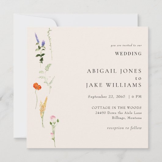 Hochzeit der Wasserfarbenflora Einladung (Vorderseite)