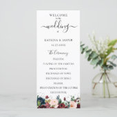 Hochzeit der Wasserfarbenflora in Burgund Programm (Stehend Vorderseite)