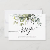 Hochzeit der Wasserfarbengrünen Kalligrafie RSVP Karte (Vorderseite)