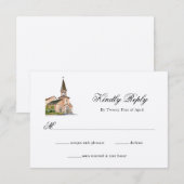 Hochzeit der Wasserfarbenkirche RSVP Karte (Vorne/Hinten)
