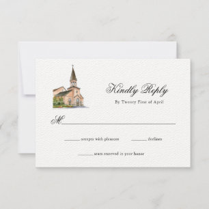 Hochzeit der Wasserfarbenkirche RSVP Karte