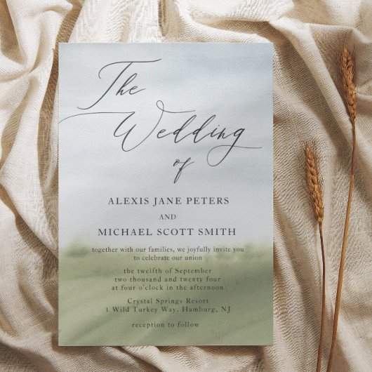 Hochzeit der Wasserfarbenlandschaft Einladung