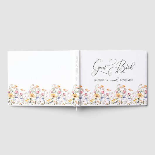 Hochzeit der Wasserfarbenwiese-Wildblume Gästebuch (Voll)