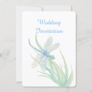 Hochzeit der Watercolor Dragonfly Blue Green Natur Einladung