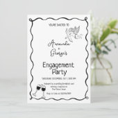 Hochzeit der Wavy Verlobung Einladung (Stehend Vorderseite)