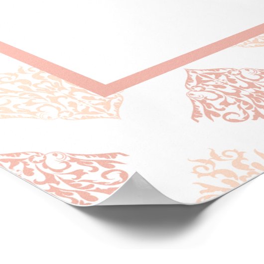 Hochzeit der weichen Peachy Blush Damask Poster (Ecke)
