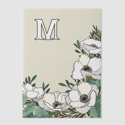 Hochzeit der weißen Anemonen Pergament Einladungen (Vorderseite)