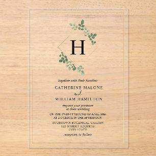 Hochzeit der weißen botanischen Geometrie Acryleinladungen
