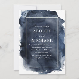 Hochzeit der weißen Grenze zwischen Navy und Wasse Einladung