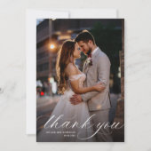 Hochzeit der weißen Kalligraphie Dankeskarte (Vorderseite)