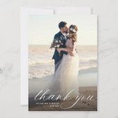 Hochzeit der weißen Kalligraphie Dankeskarte (Vorderseite)