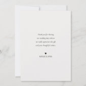 Hochzeit der weißen Kalligraphie Dankeskarte (Rückseite)