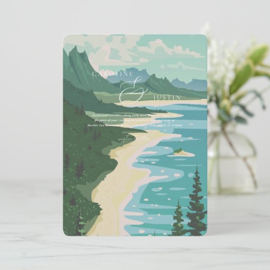 Hochzeit der Westküste Einladung (Stehend Vorderseite)