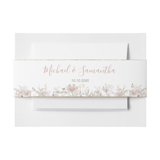 Hochzeit der Wildblume Blush and Sage Einladungsbanderole (Vorderseite Beispiel)