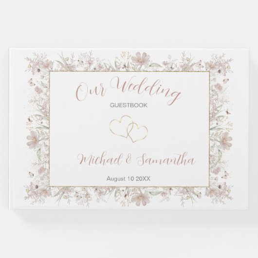 Hochzeit der Wildblume Blush and Sage Gästebuch (Vorderseite)