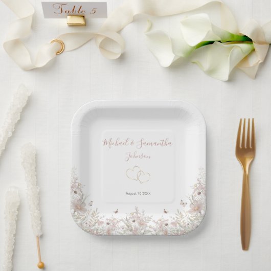 Hochzeit der Wildblume Blush and Sage Pappteller (Hochzeit)