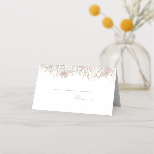 Hochzeit der Wildblume Blush and Sage Platzkarte (Rückseite)