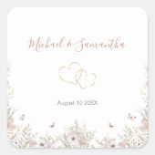 Hochzeit der Wildblume Blush and Sage Quadratischer Aufkleber (Vorderseite)