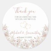 Hochzeit der Wildblume Blush and Sage Runder Aufkleber (Vorderseite)