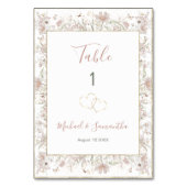 Hochzeit der Wildblume Blush and Sage Tischnummer (Rückseite)